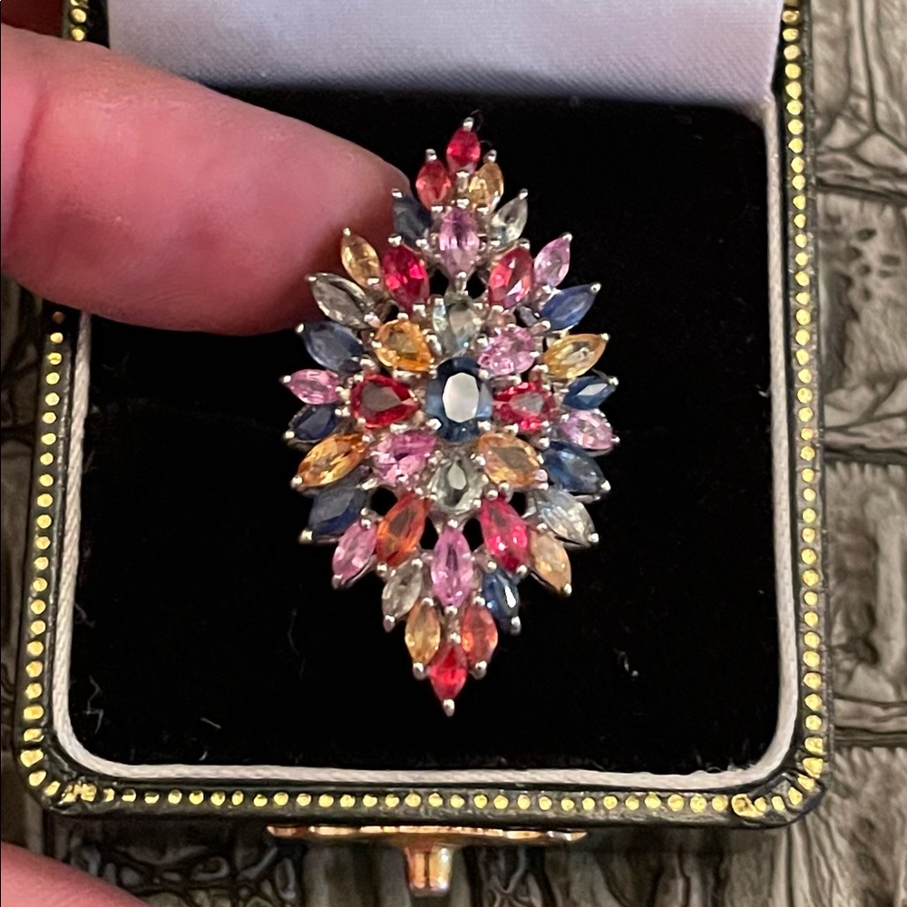 Solid Sterling Silver 925 Genuine Multicolored Sa… - image 1